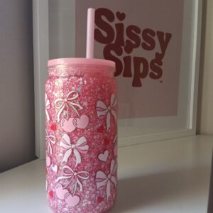 Pink cherry bow 16oz pre Made